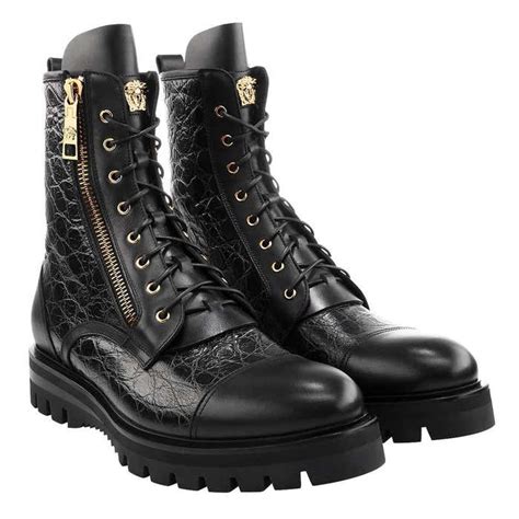 versace stamped croc army boot|Versace Stamped Croc Army Boot 'Black Gold' .